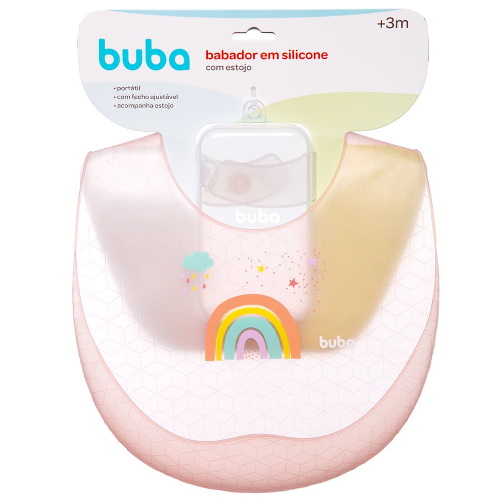 Babador De Silicone Com estojo  Buba Lançamento Babador pega migalhas Babador arco iris