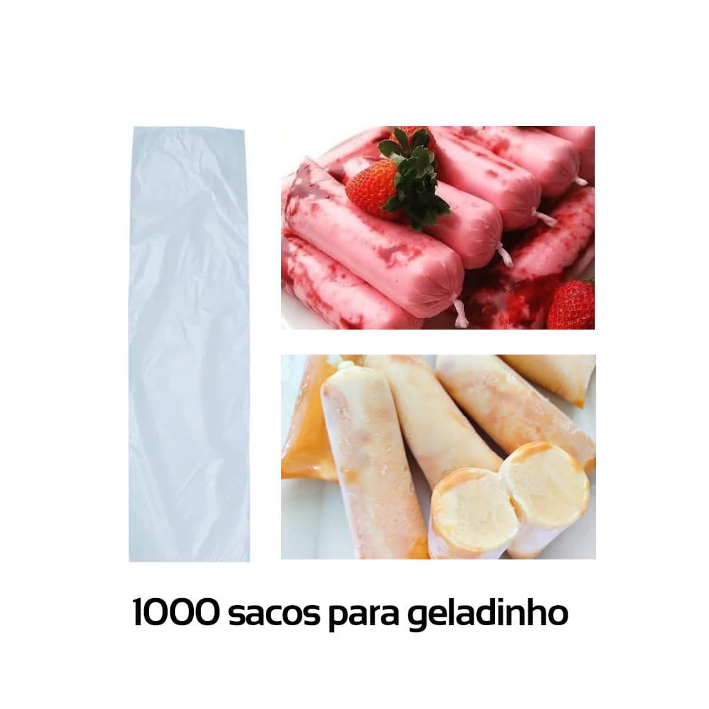 Saco de Geladinho Gourmet 6x23 com 1000 unidades