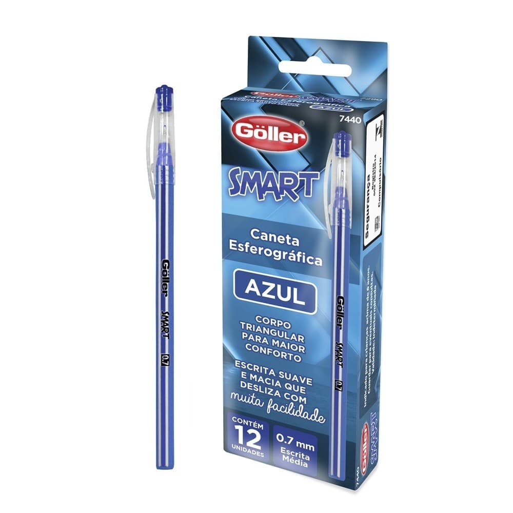 Caneta Esferográfica Azul Smart 0.7mm Com 12 Unidades Göller