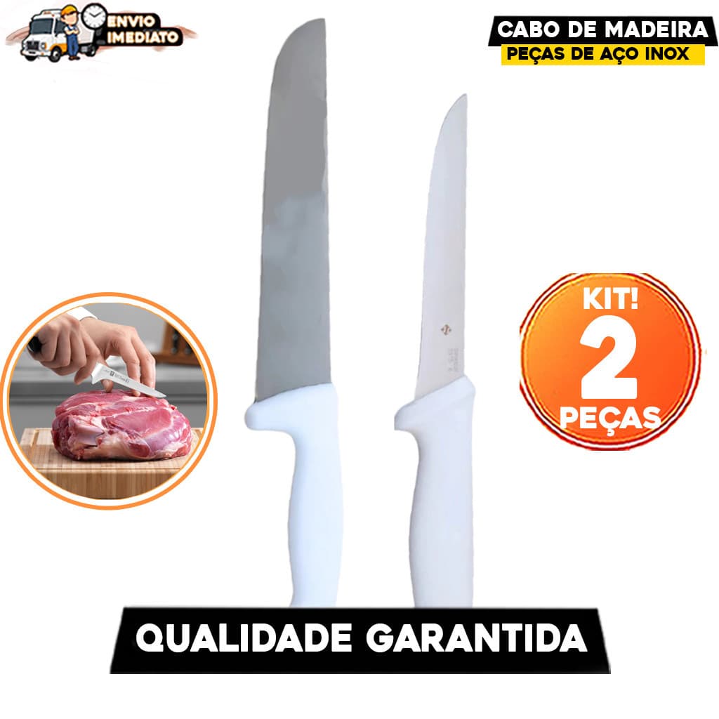 Faca Profissional Açougueiro + Faca Dessosea Carne Aço Inox