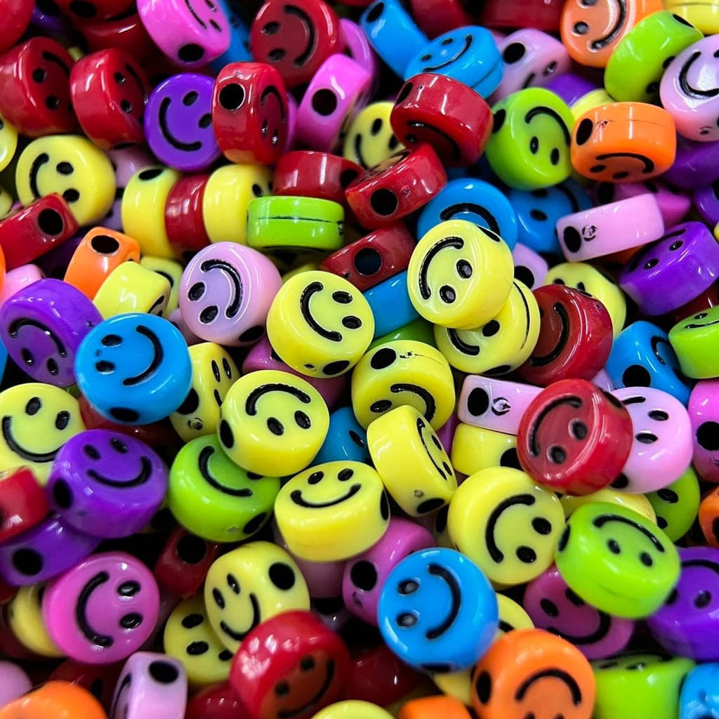 100 Pcs Miçanga Infantil Carinha Smile Sorriso-10mm Fabricação de pulseiras, atacado