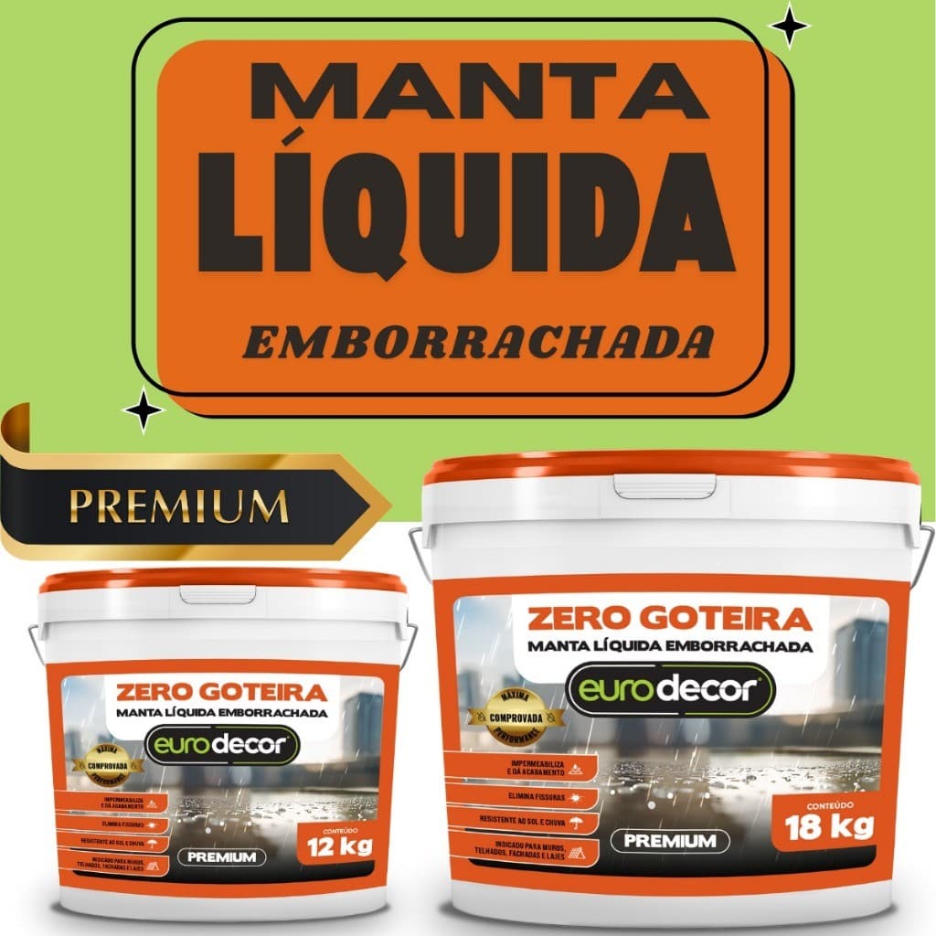 Manta Liquida Emborrachada Premium 18KG Impermeabiliza Fissuras Infiltrações Vazamentos 18KG Ou 12KG