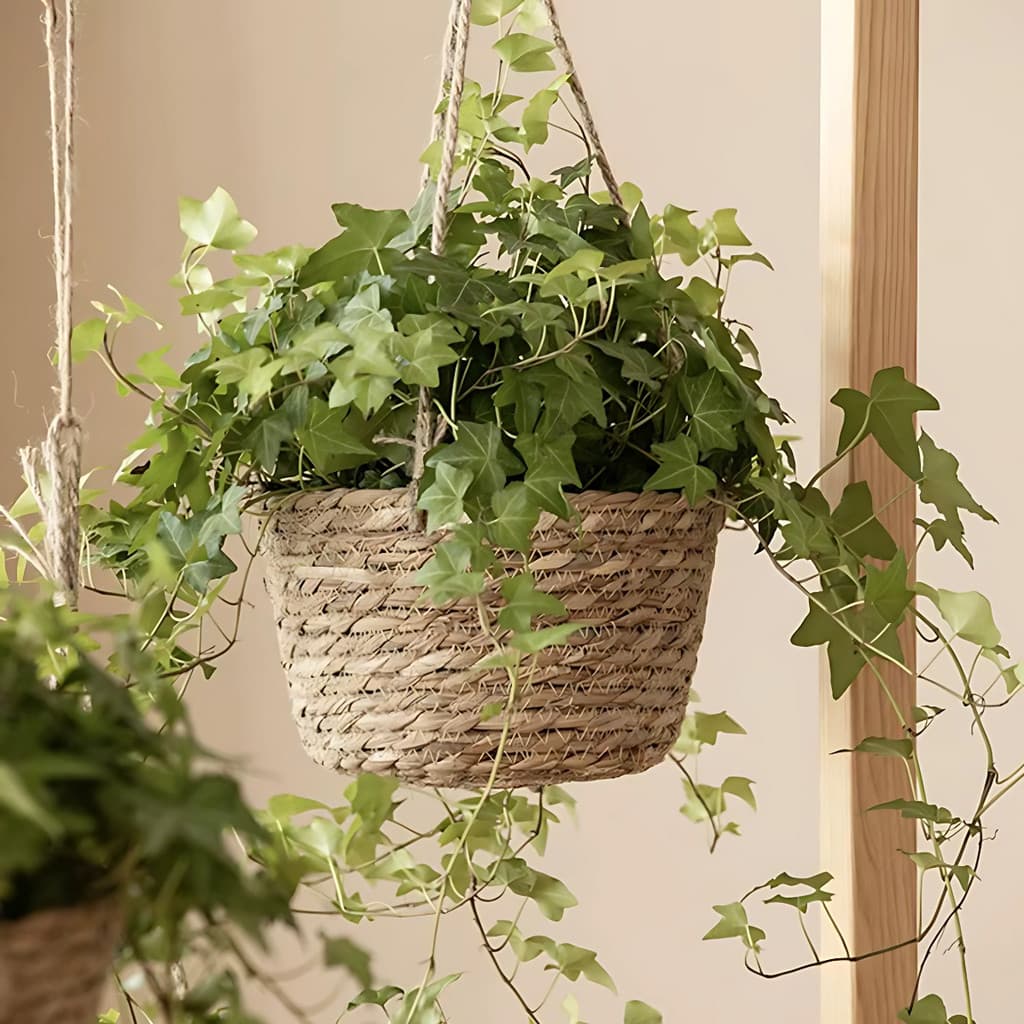 Cesto Vaso Cachepo De Palha Suspenso Decorativo Sala Varanda Jardim