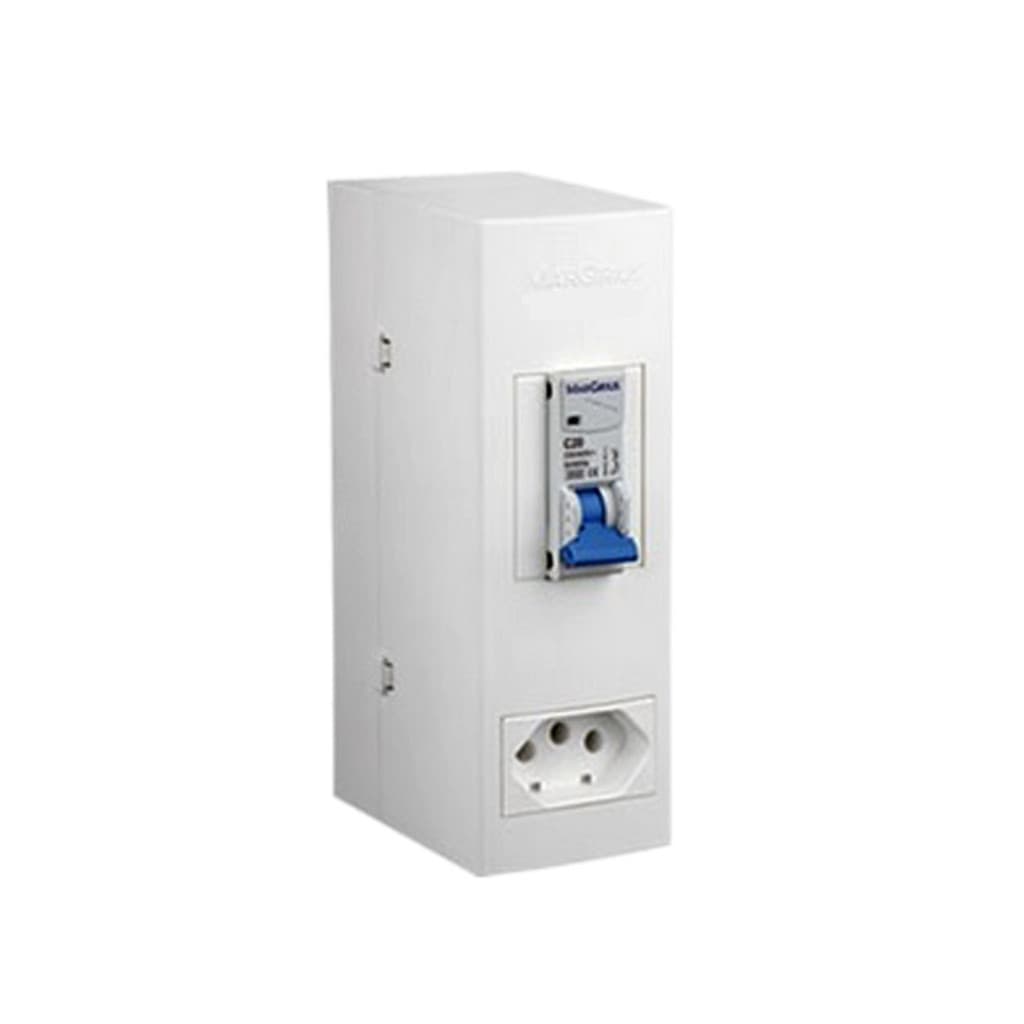 CAIXA SOBREPOR PARA DISJUNTOR C/ TOMADA BRANCO KIT C/ DISJUNTOR MONOPOLAR