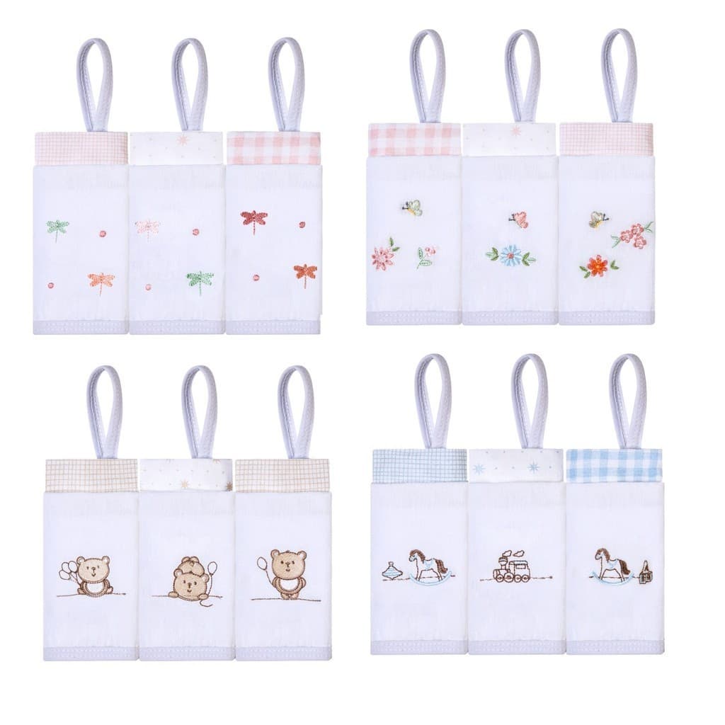 Pano Paninho de boca Bebê Bordado Prendedor de chupeta 40x40cm 100% Algodão c/ 3 unidades