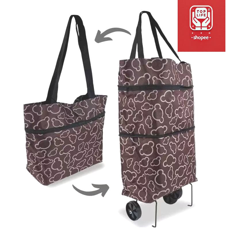 bolsa de compras dobrável com rodas para feira