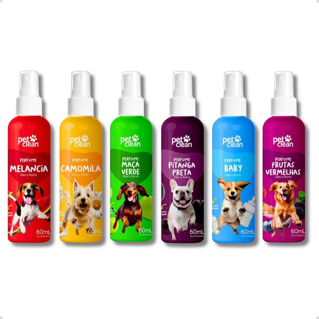 Perfume Colônia Pet Shop para Cachorro e Gato Linha Fragrâncias 60ml Vários Aromas - Pet Clean