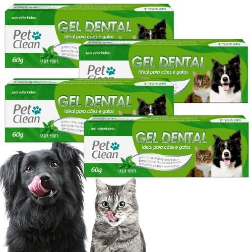 Pasta De Dente Gel Dental Cães E Gatos Creme Dental Pet Clean 60g Sabores - Kit 4 Unid