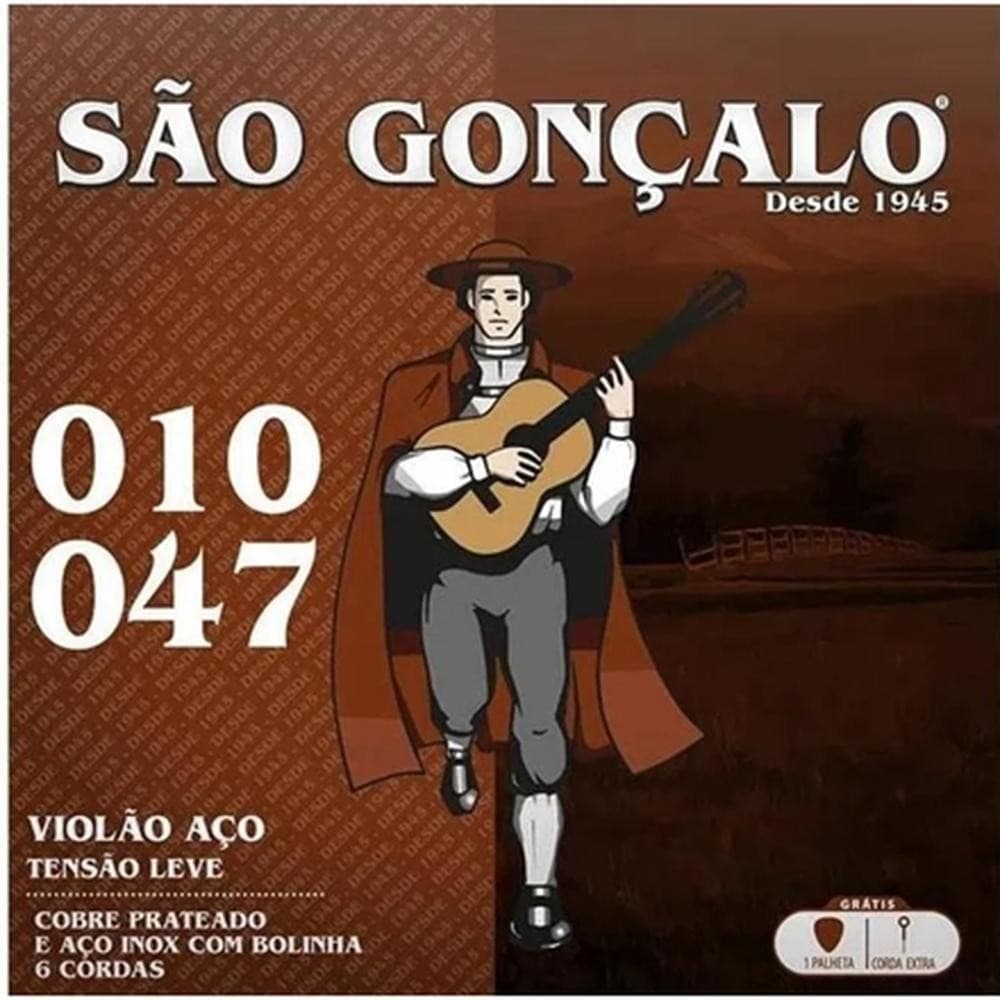 ENCORDOAMENTO SAO GONCALO VIOLÃO AÇO PRATA C/BOLINHA .010