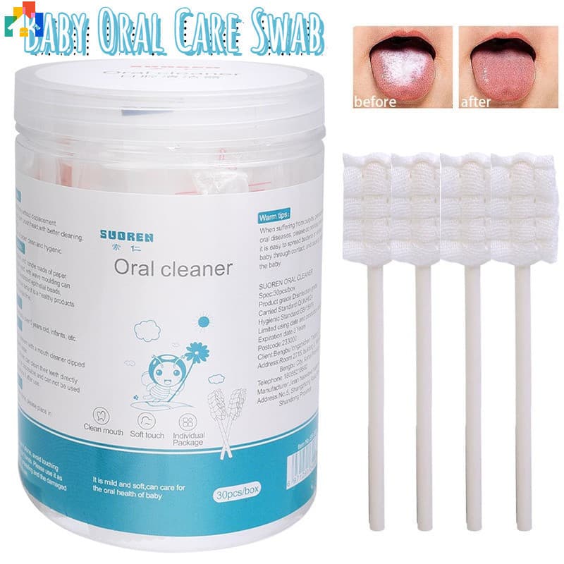 30Pcs/Box Descartável Escova De Dentes De Língua De Bebê Lavagem Gaze/Limpeza Oral Infantil Algodão Para Recém-Nascidos