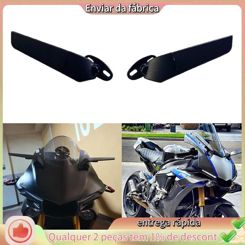 Espelho Retrovisor De Motocicleta Modificado Asa De Vento Ajustável Rotativo Para YAMAHA R15 R25 R3 R1 R1S R6 R6S V2 V3