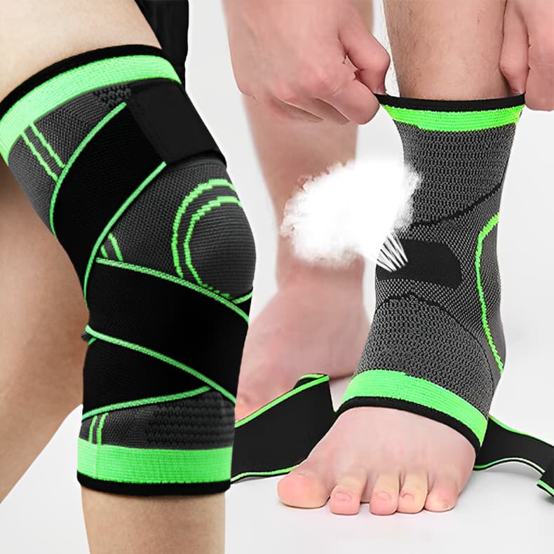 Kit 2 Tornozeleira e 2 Joelheira Ortopedica Compressão Estabilizadora Elastica Esportes