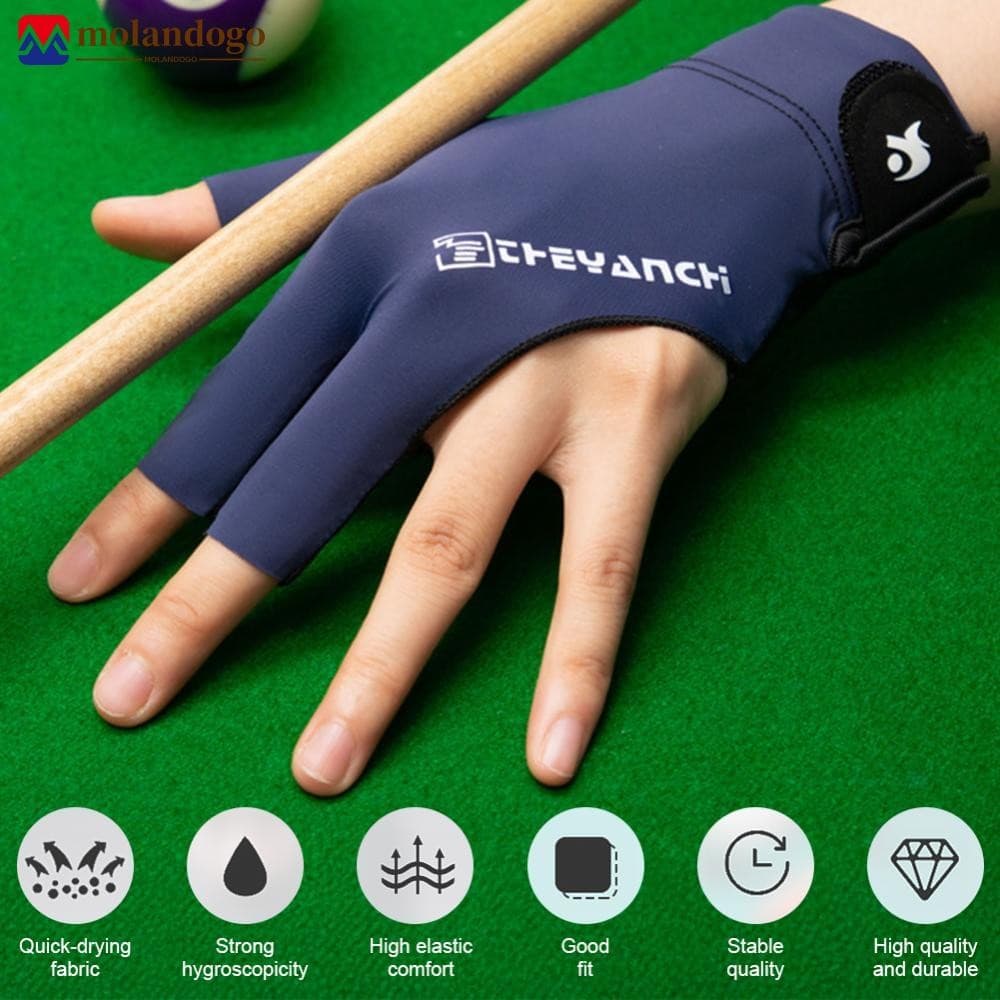 Milandogo 1Pc Luvas De Bilhar De Três Dedos De Liberação Rápida Com Tapete Antiderrapante Tecido De Malha Design De Emen