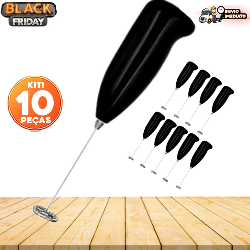 Kit 10 Mixer Elétrico Portátil – Misturador de Café, Leite, Suco e Milkshakes