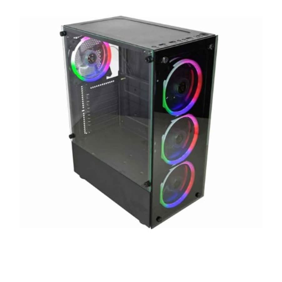 GABINETE GAMER KMEX CG10W5 ELITE COM COOLERS FRONTAIS E PAINEL DE VIDRO PRETO