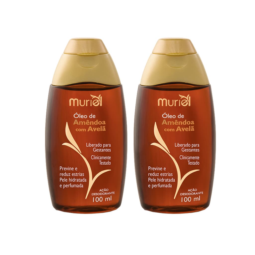 KIT COM 2 ÓLEOS CORPORAIS AMÊNDOAS COM AVELÃ 100ML MURIEL