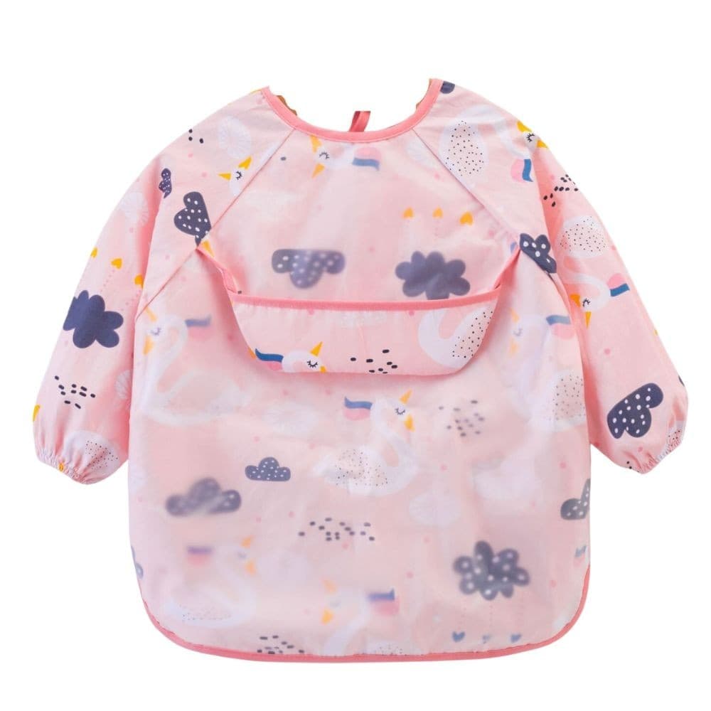 Babador Manga Longa Coletor Migalhas Proteção Dupla Impermeável Flamingo