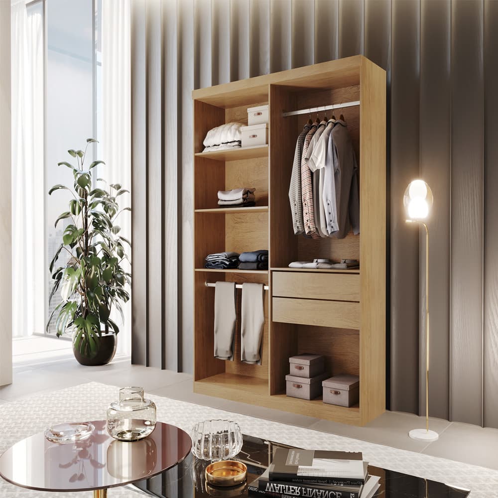 Closet Solteiro Hera 2 Gavetas 4 Prateleiras MDF Rufato