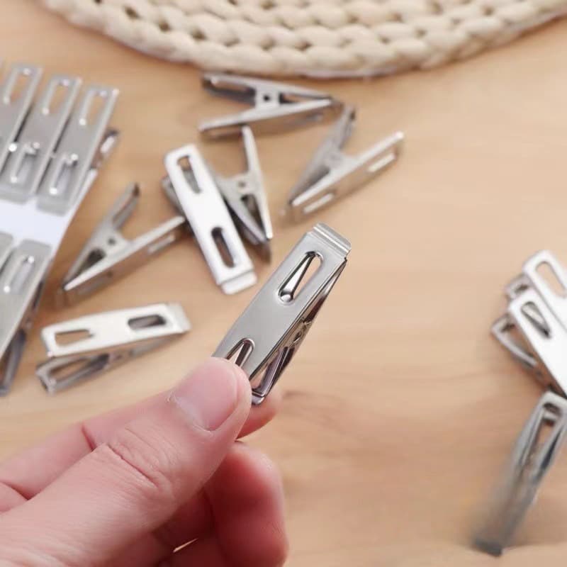 Kit C/ 20  40,60,80 Prendedor Pregador De Roupas E Embalagens em Aço Inox Resistente Multiuso.