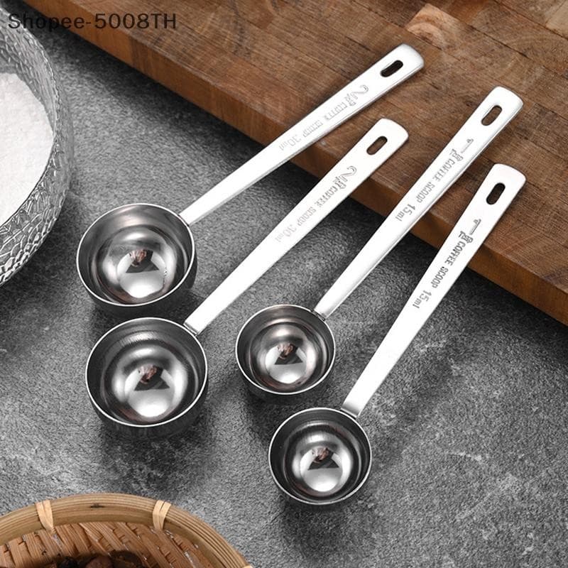Colher Medidora De Café De Aço Inoxidável 15/30ml , Leite , Grãos , Cabo Longo , Colheres Ferramentas De Cozimento { th 