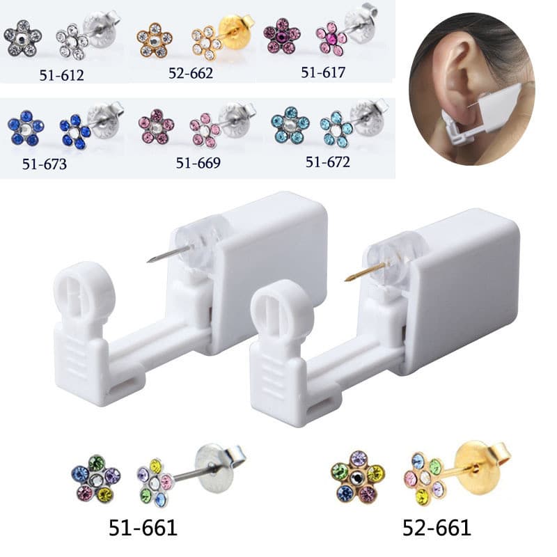 1PC Orelha Descartável Daisy Zircon 316L Kit De Punção De Aço Cirúrgico Segura Esterilizado Kids