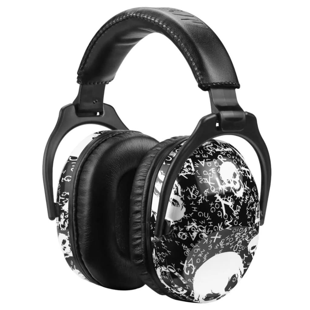 Abafador de Ruído Protetor Auricular Infantil e Adulto Rock Caveira Punk Preto Fone Auditivo Autismo Confortável