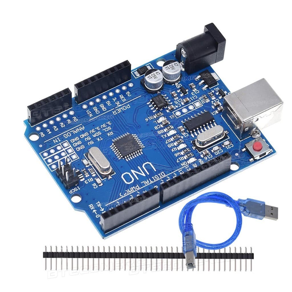 Placa Compatível Arduino Uno R3 Atmega328 Smd + Cabo e Pinos