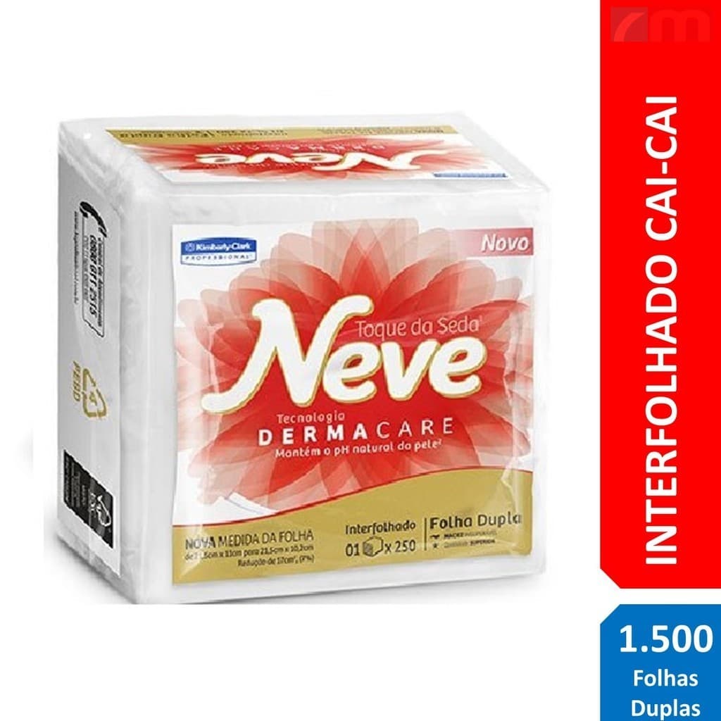 Kit 6 Pacotes Papel Higiênico Interfolhado Cai Cai Folha Dupla Neve Com 250 folhas Não São Rolinhos