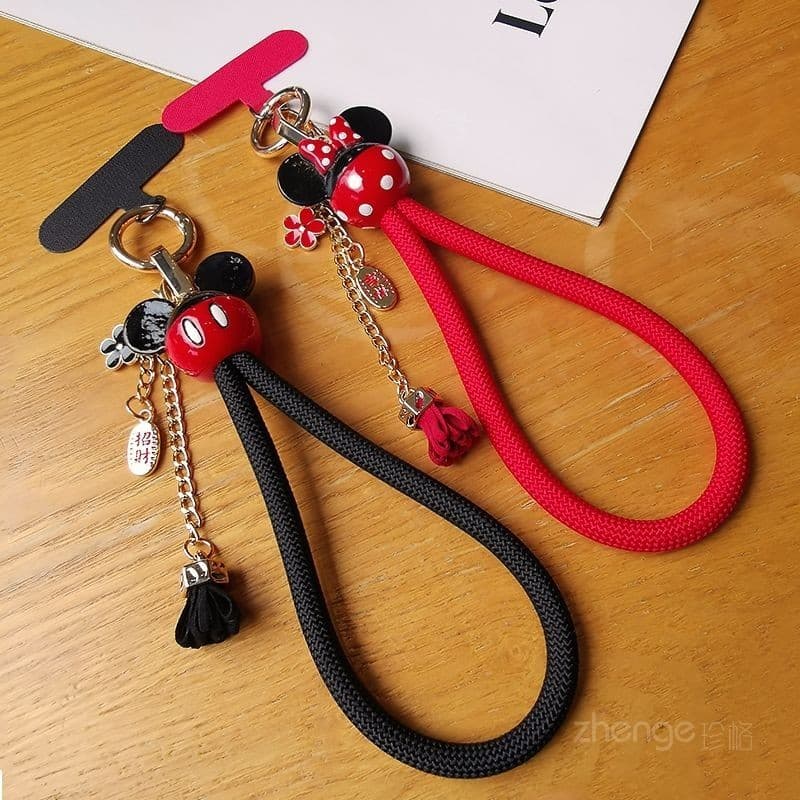 Mickey Minnie Braided Thick Hand Rope Corda de Pulso Portátil Feminina com Clip de Pulso de Corda Portátil Sling Short Climbing Outdoor Rope