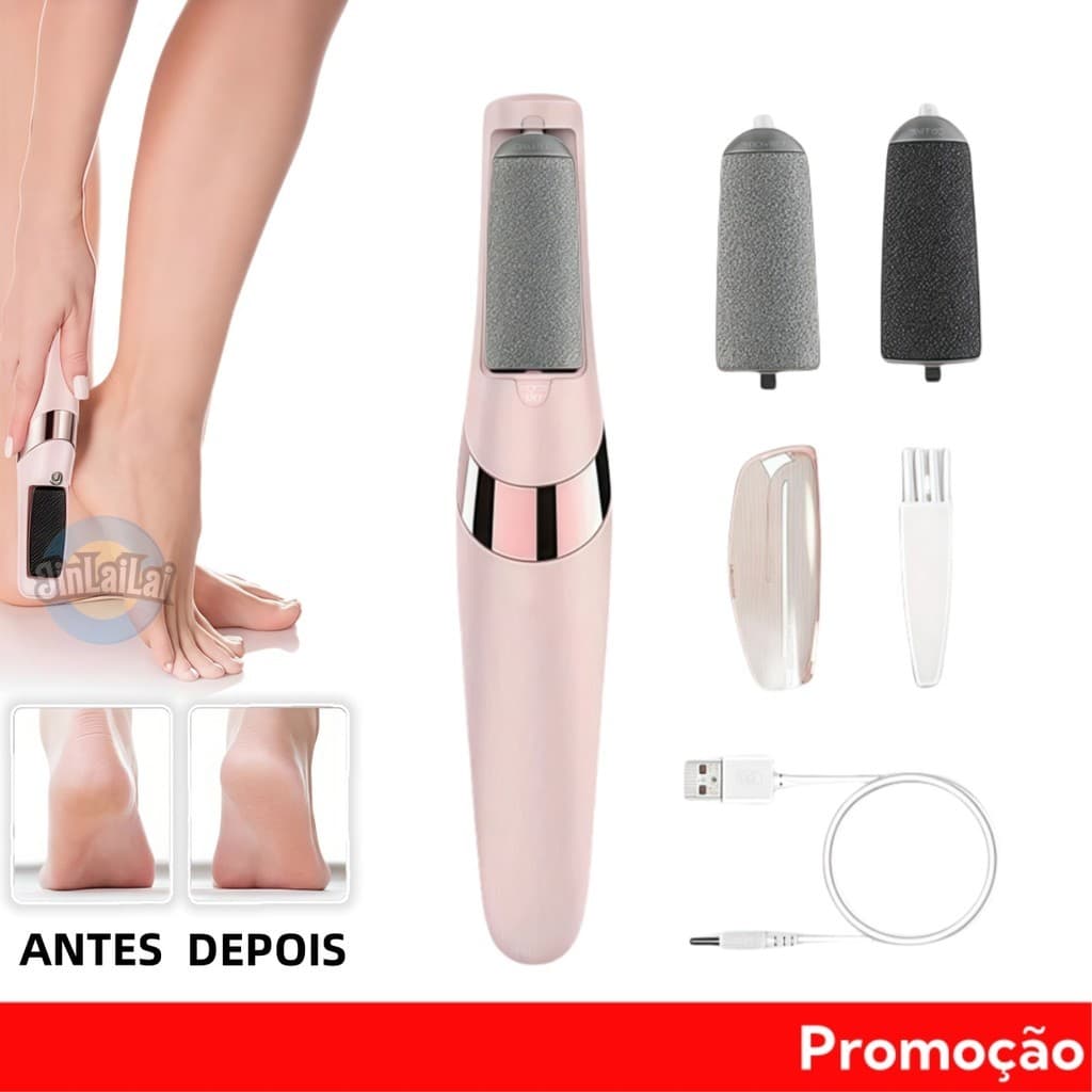 Lixador de Pé Elétrico - Esfoliador Tira Calos Pedicure Portátil