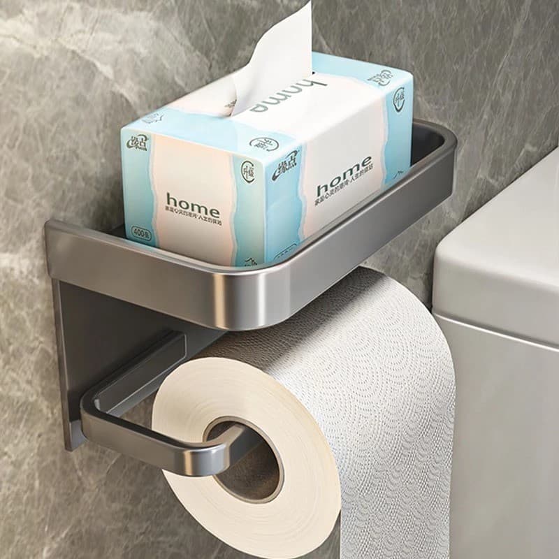 Suporte Papel Higiênico Premium Apoio Para Celular de Banheiro Fixo na Parede Sem Furos