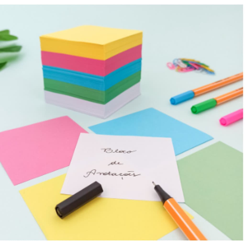 Bloco de Notas 500 Folhas Soltas 76x76mm Com Suporte Porta Caneta e Cartões / bloco de anotações / bloco de notas / bloco anotações