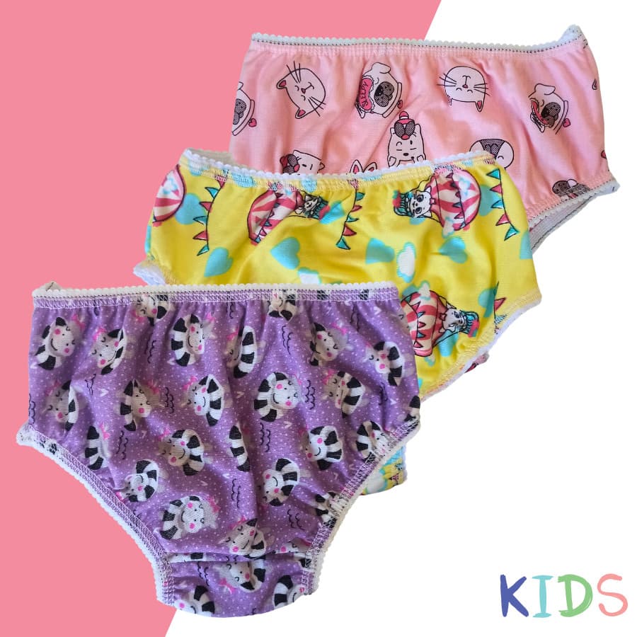 Kit Com 10 Peças Calcinhas Infantil Bebê E Crianças Estampadas E Sortidas Calcinha Kids Menina Desfralde