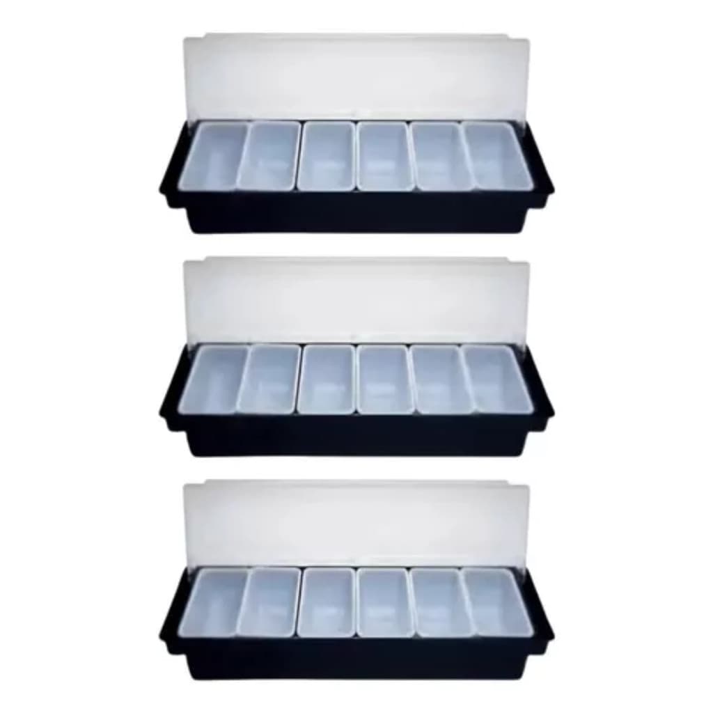 3 Porta Condimentos 6 Divisorias Organizador Barman Frutas