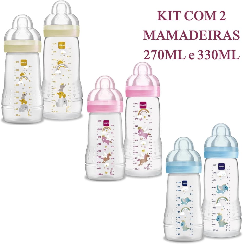 KIT MAMADEIRA MAM EASY ACTIVE +2 MESES 270ML+330ML