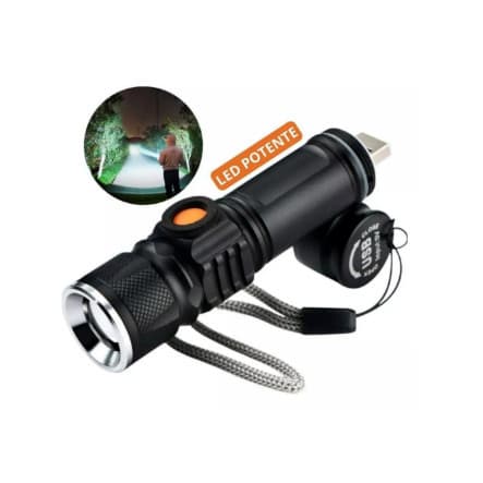 Mini Lanterna Tática Militar Longo Alcance T6 LED Recarregável USB Luz Branco DT-62