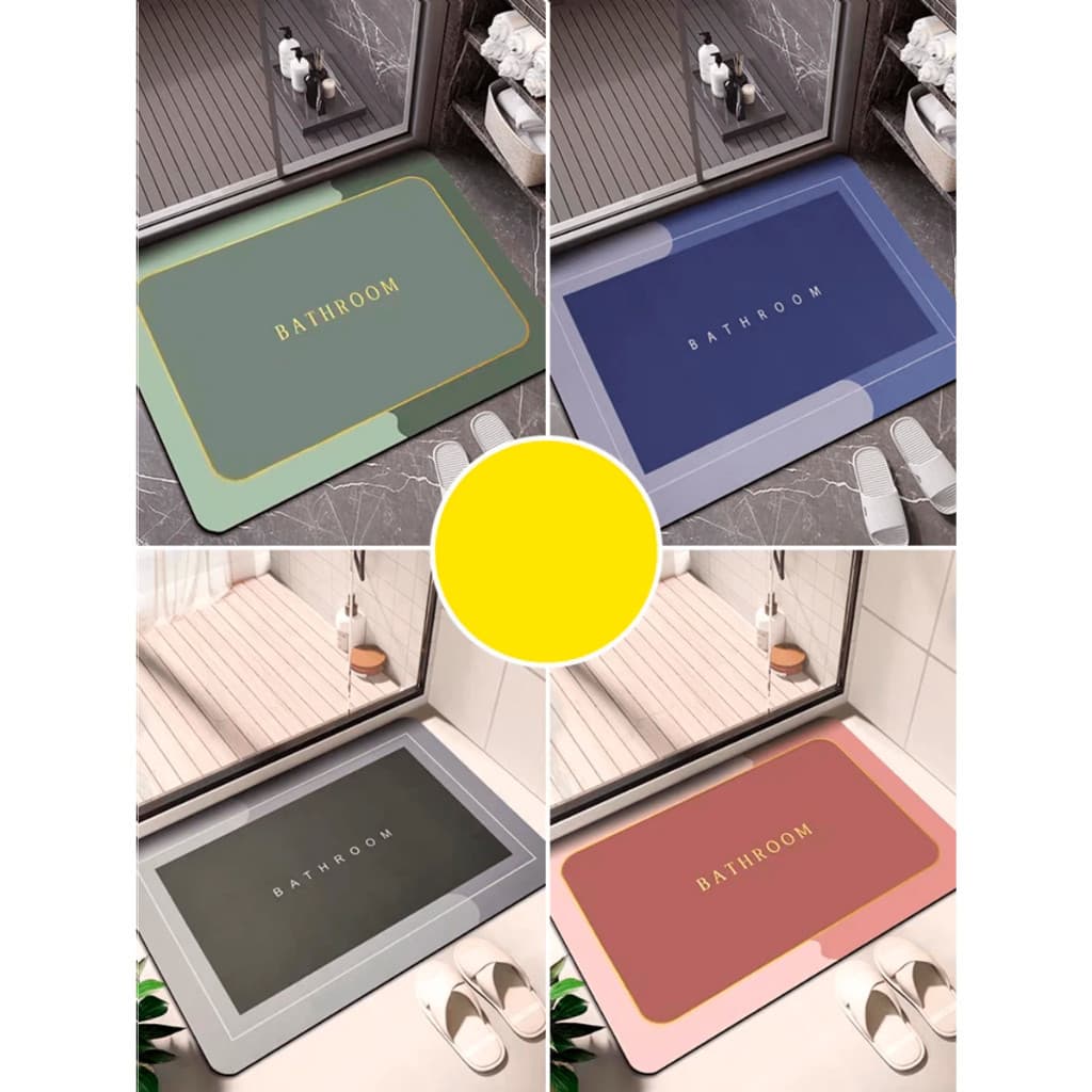 Tapete Mágico Ultra Absorvente Antiderrapante Quadrado ou Redondo Cores Sortidas Banheiro Casa