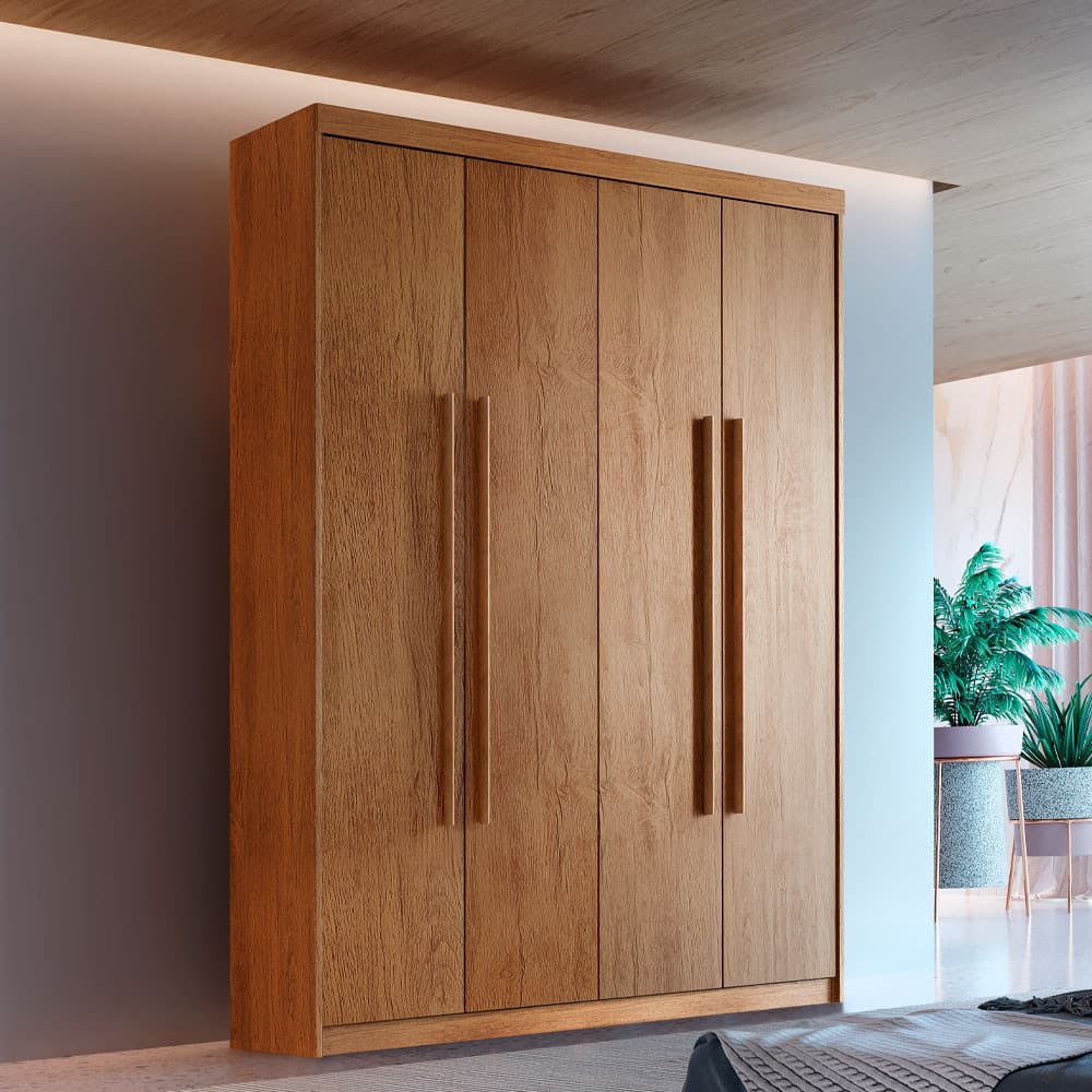 Guarda Roupa Solteiro Heros 4 Portas e 2 Gavetas MDF Moderna