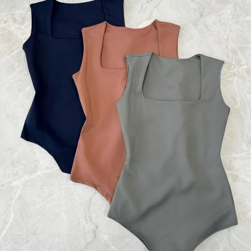 KIT 3 BODY BODIES FEMININO SUPLEX REGATA FORRO DUPLO DECOTE QUADRADO