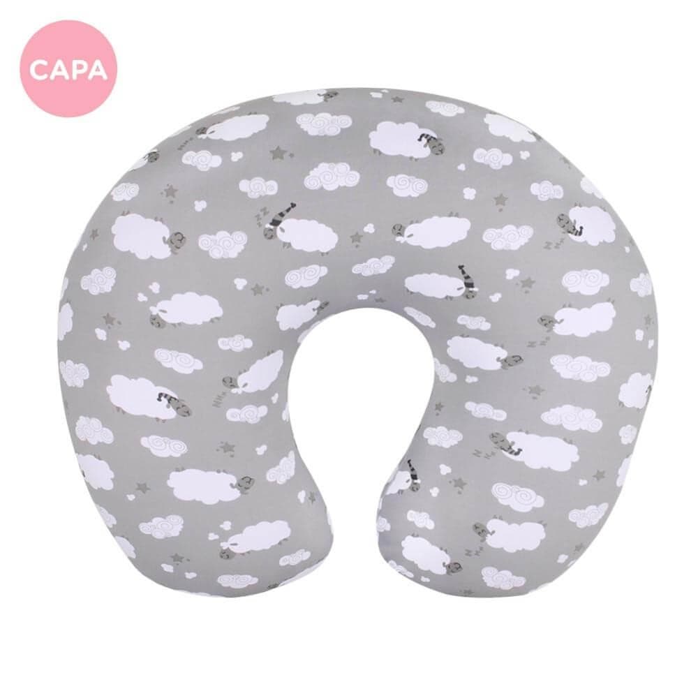 Capa Almofada de Amamentação Loopy Carneirinhos Cinza - Loja Fom