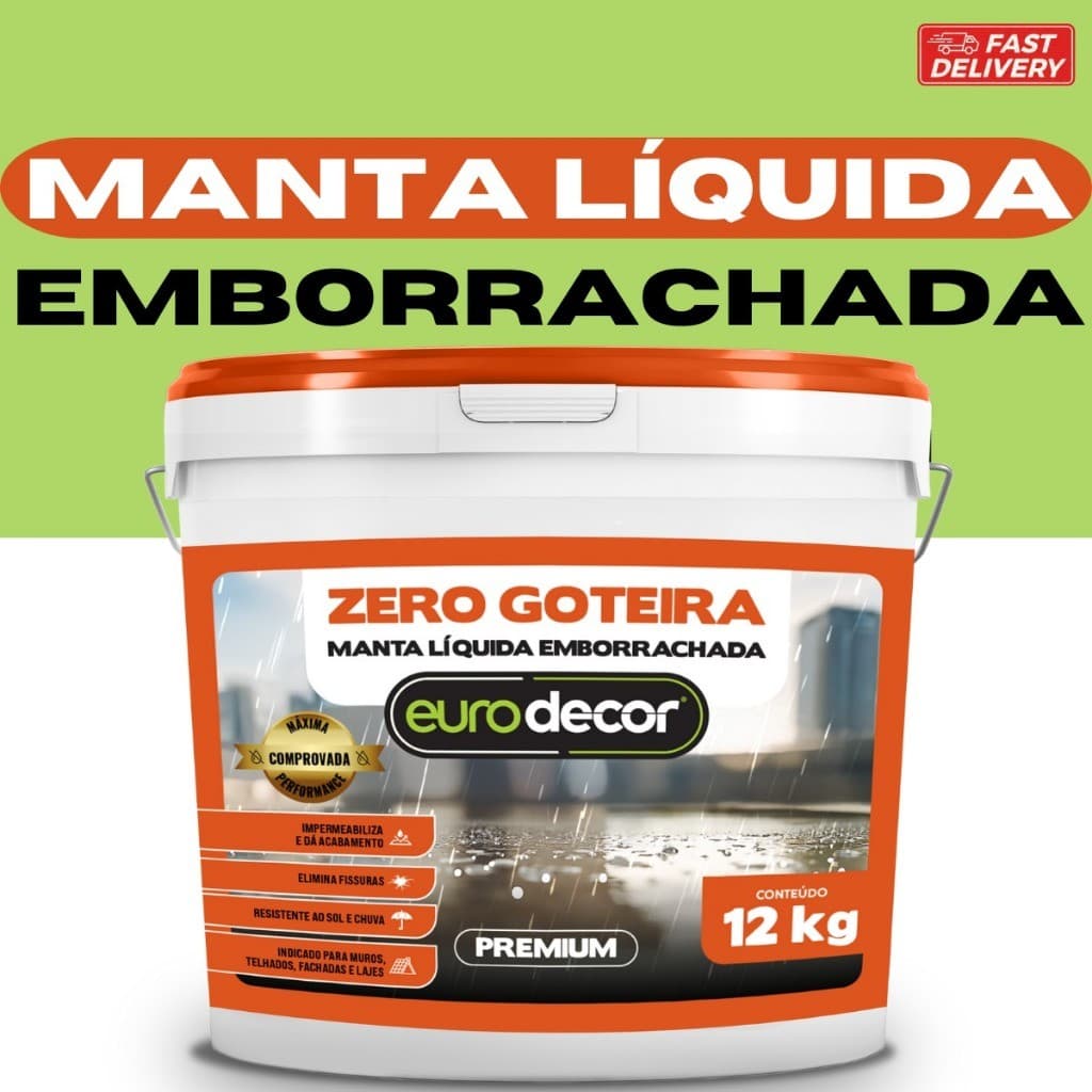 Manta Liquida Zero Goteira 12KG Contra Fissuras Trincas e Infiltrações 12KG Ou 3,6KG