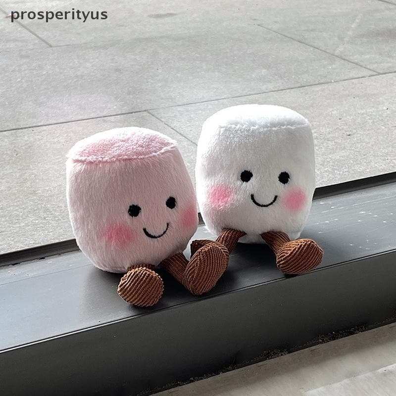 [prosperityus] Chaveiro De Pelúcia De Marshmallow De Duas Cores Fofo Desenho Animado Boneca Macia Pingente Carro Mochila