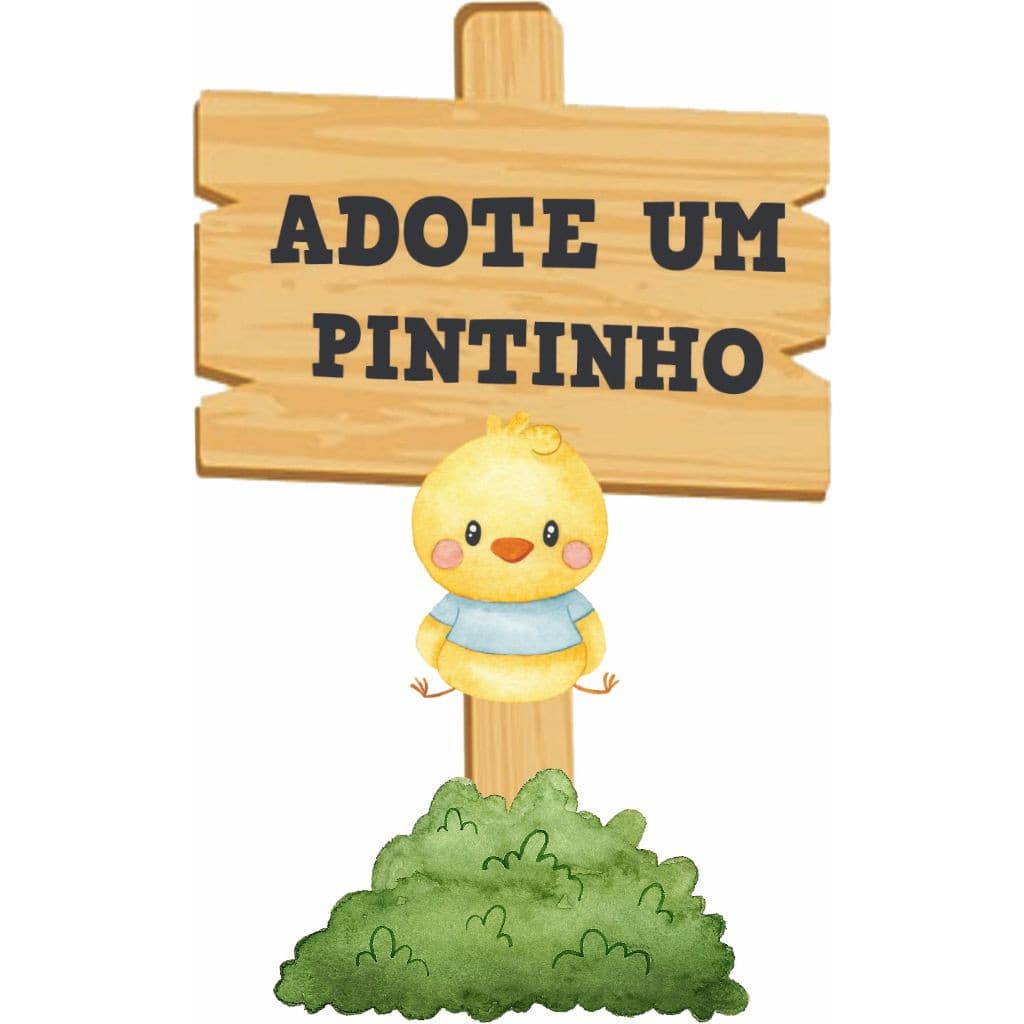 Display MDF Fazendinha "Adote Um Pintinho" 25cm