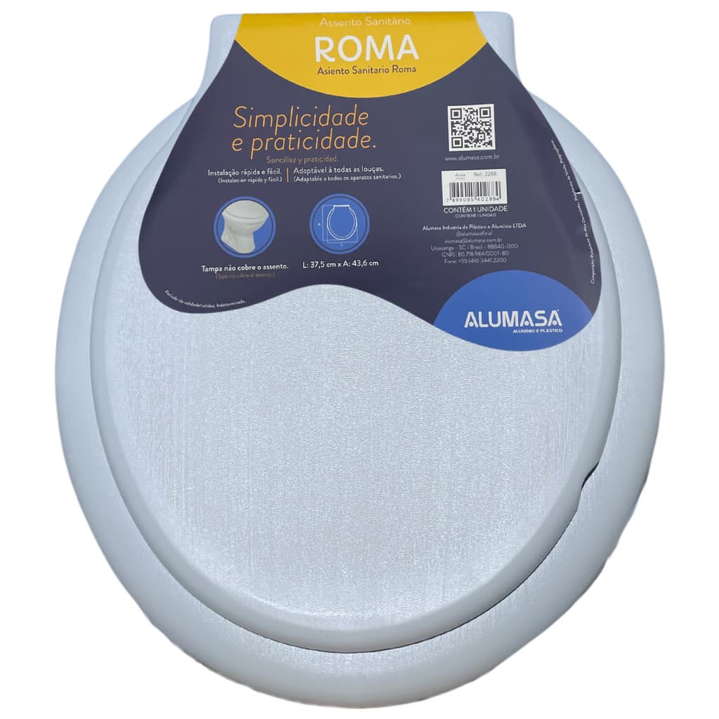 Assento Sanitário Roma Alumasa Oval Tampa Vaso Universal Cinza Claro