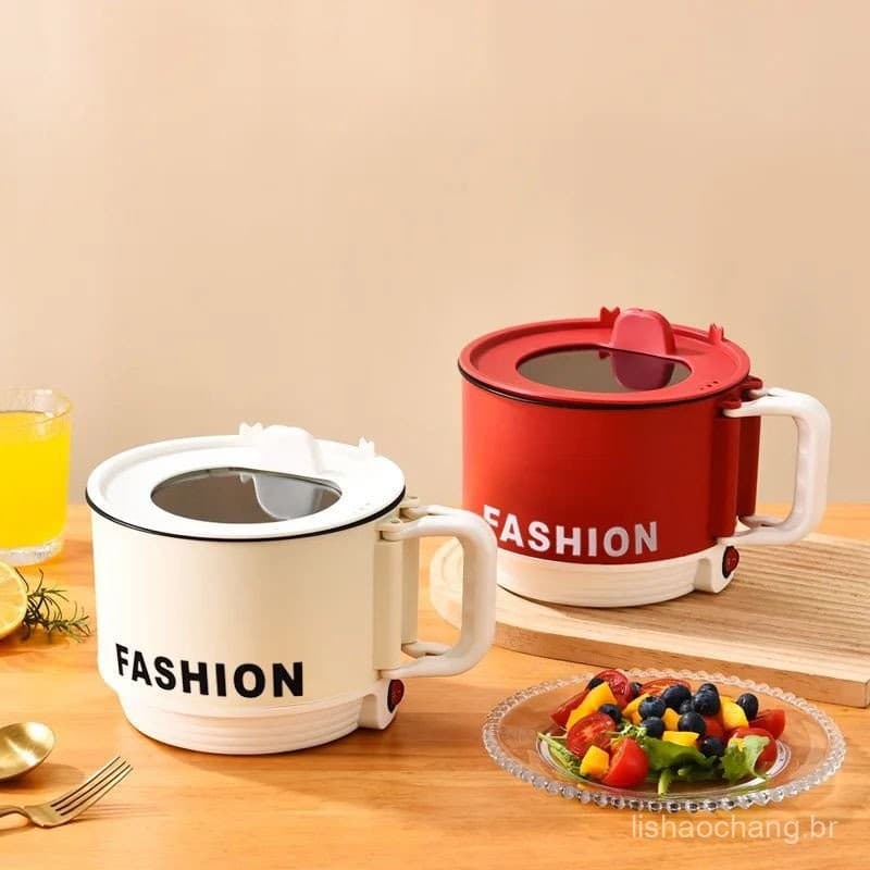 Panela Elétrica Antiaderente Portátil com Mini Fogão a Vapor para Aquecimento de Macarrão e Arroz Estudantil