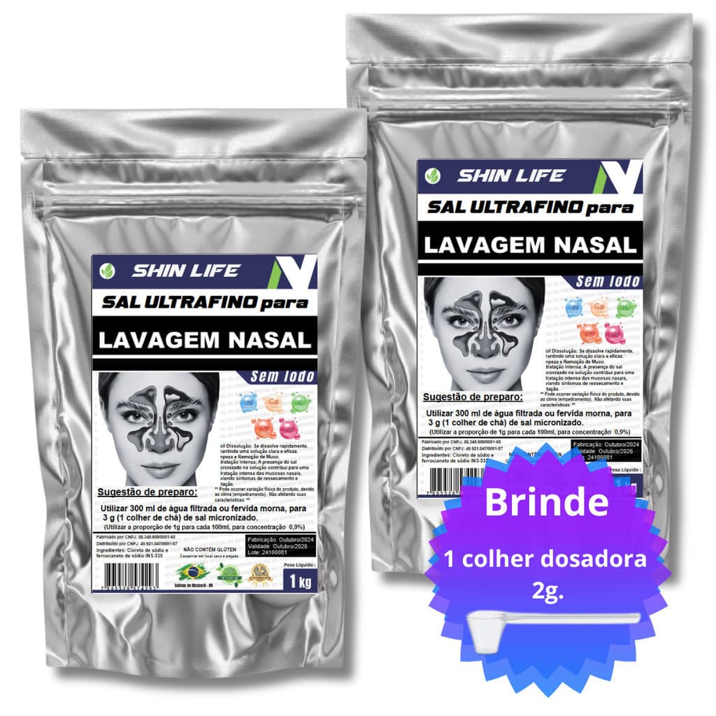 Sal Ultrafino Para Lavagem Nasal 2kg Com Colher Dosadora