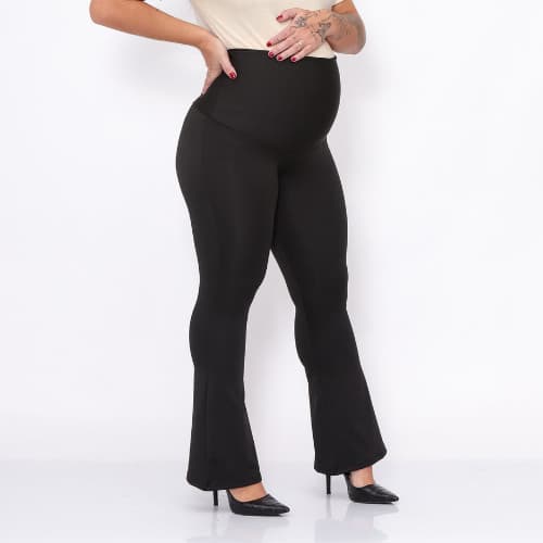 Maternidade Legging Flare Gestante Cós Alto Calça Sustenta Barriga