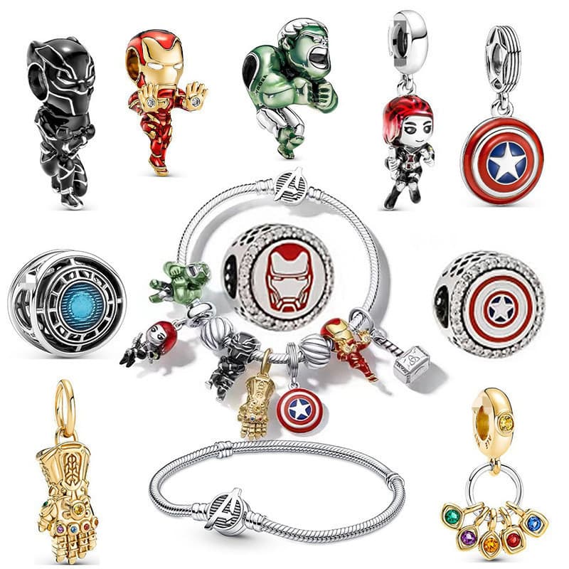 Berloques De Prata 925 Clássico Marvel Pulseira Acessórios Charme Homem Aranha Colar Pingente DIY Jóias Criativas