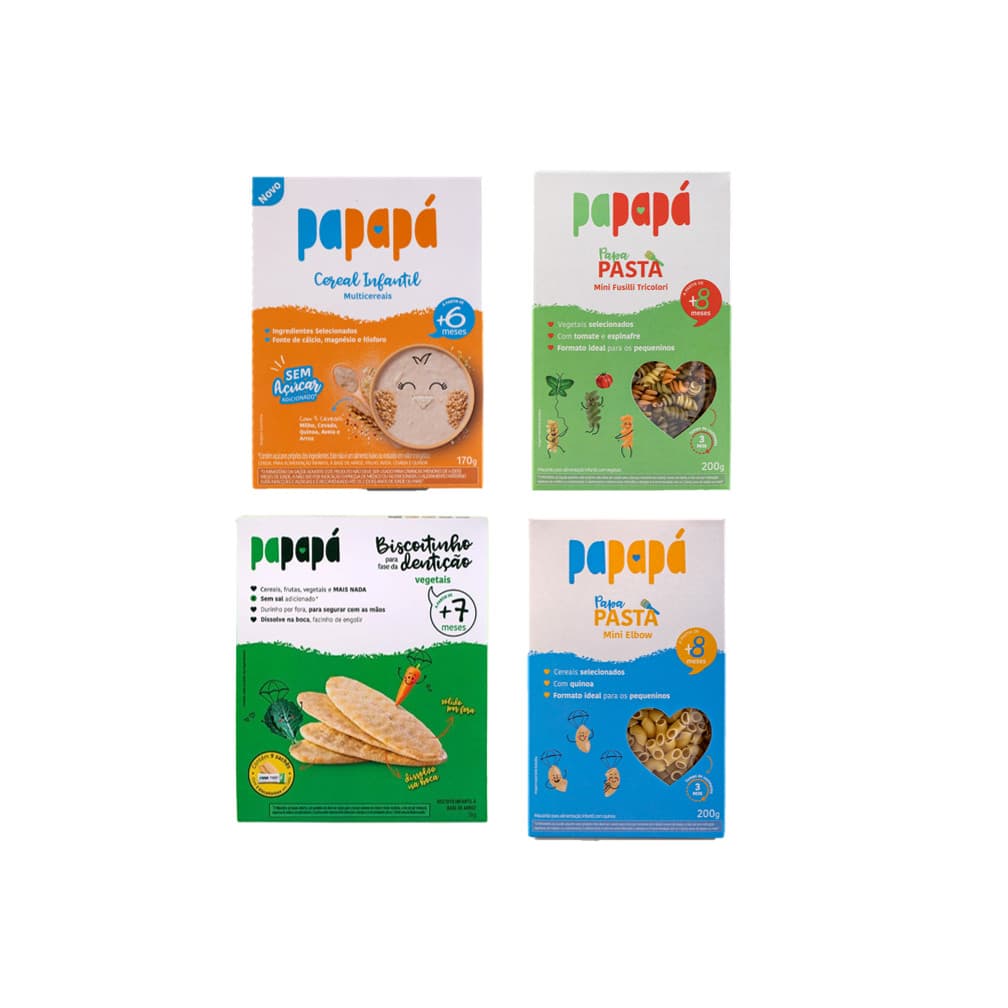 comida bebê papapa kit macarrão cereal e biscoito dentição