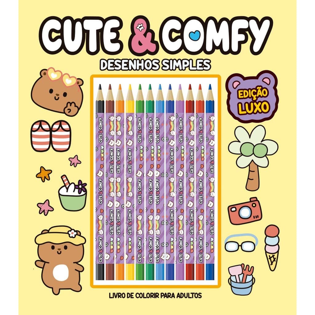 Cute & Comfy Desenhos Simples - Edição de Luxo - 12 Lápis de Cor